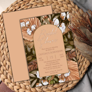 Boho bloemencotton   Gedroogde Grassen Bruiloft Bo Folie Uitnodiging