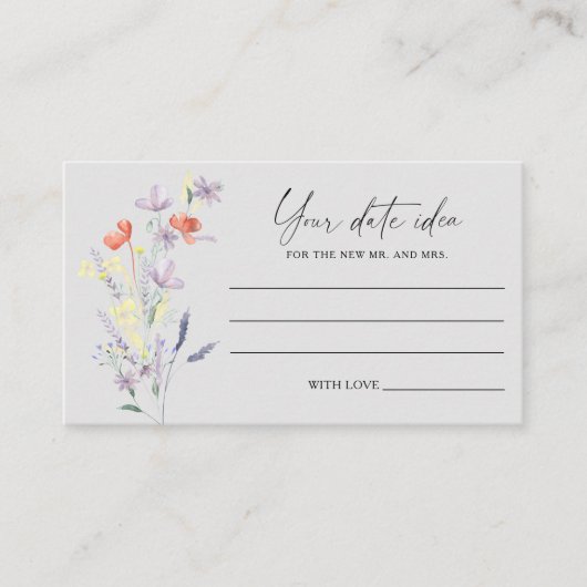 Boho bloemendate nacht ideeën \ Date jar Informatiekaartje (Voorkant)