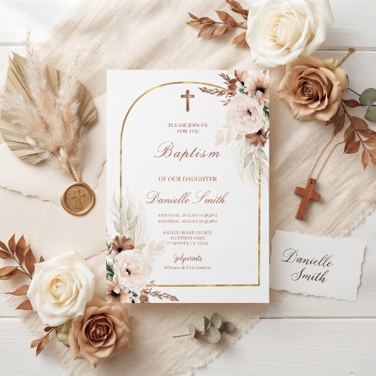 Boho bloemendoop uitnodiging