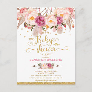 Boho Bloemendroomvanger Baby Shower Uitnodiging