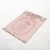 Boho bloemengoud roos bruiloft folie uitnodiging (Gedraaid)