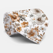 Boho bloemengruis bruin neutraal kleuren Huwelijk  Stropdas (Opgerold)