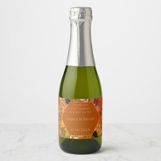 Boho bloemenherfstlabel sparkling wijnetiket (Voorkant)