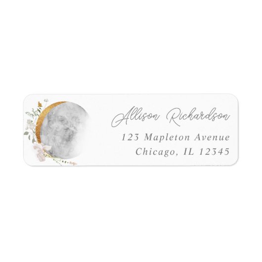 Boho bloemenmaan moderne waterverven etiket (Voorkant)