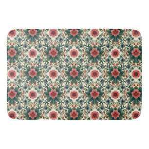 Boho Bloemenmagie - in tinten groen en roze Badmat
