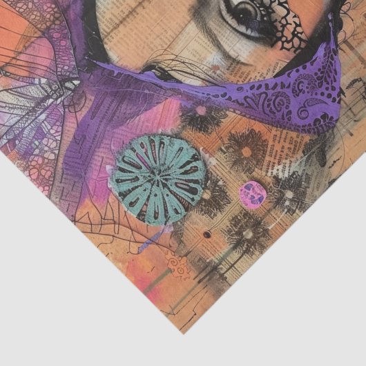 BOHO BLOEMENMEISJE DECOUPAGE TISSUEPAPIER (Detail)