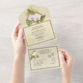 Boho bloemenorchidee groen lijst rustiek all in one uitnodiging (Afscheurbaar)