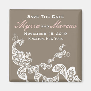  Boho bloemenpauw Elegant Save the Date Magneet