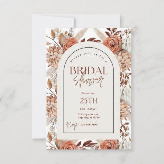 Boho bloemenschildering bruiloftsuitnodiging bedankkaart