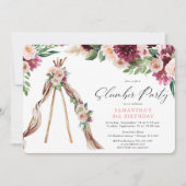 Boho bloementipi tent sluimer feest verjaardag kaart (Voorkant)