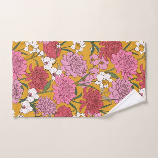 Boho Bloementuin Gele Gepersonaliseerde Naam Bad Handdoek (Handdoek)