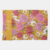 Boho Bloementuin Gele Gepersonaliseerde Naam Theedoek (Horizontaal)