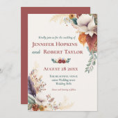 Boho bloemhuwelijk kaart (Voorkant / Achterkant)