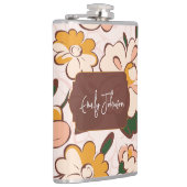 Boho Bloemige Aangepaste Naam Heupfles (Rechts)