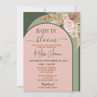 Boho Bloemige Baby in Bloei Babyshower Kaart