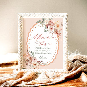Boho Bloemige Baby Shower Mom-osa Bar Poster