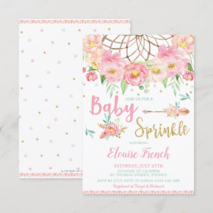 Boho Bloemige Baby Shower Strooifeest Droomvanger Kaart