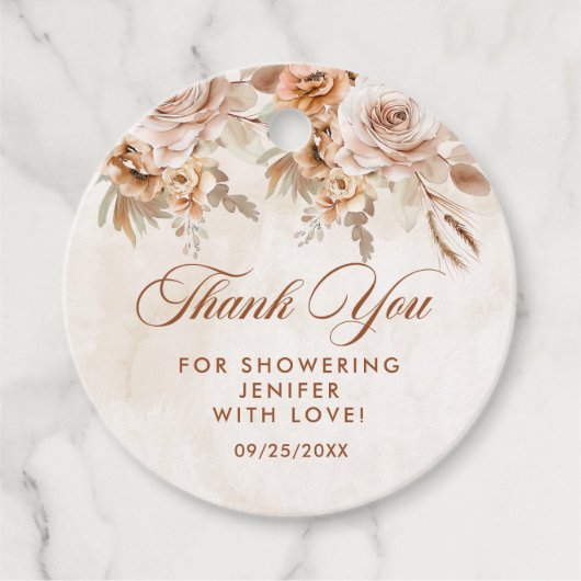 Boho bloemige bruidsborrel bedankjes labels (Voorkant)