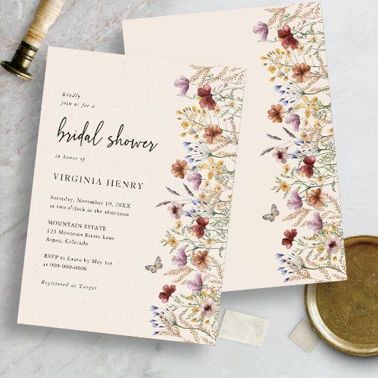 Boho Bloemige Bruidsdouche Kaart