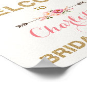 Boho Bloemige Bruidsfeest Pink Gouden Droomvanger Poster (Hoek)