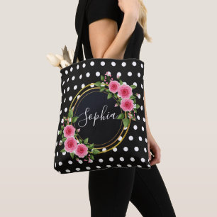 Boho bloemige bruidsmeisje gepersonaliseerd zwart draagtas