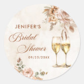 Boho bloemige bruidsmeisjesuitnodiging ronde sticker (Voorkant)