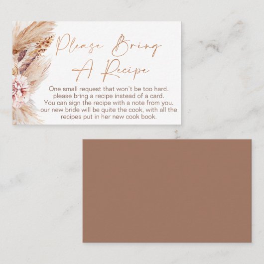 Boho Bloemige Bruiloft Borrel Recept Kaart Verzoek Visitekaartje (Voorkant / Achterkant)