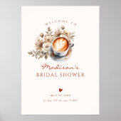 Boho Bloemige Bruiloft Coffee Bruidsuitnodiging Poster (Voorkant)