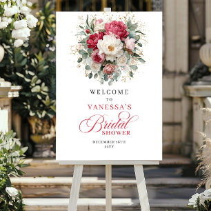 Boho bloemige bruiloft feest welkom bord poster