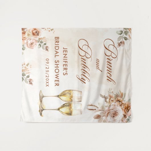 Boho bloemige brunch en bruisende bruids-shower wandkleed (Voorkant (horizontaal))