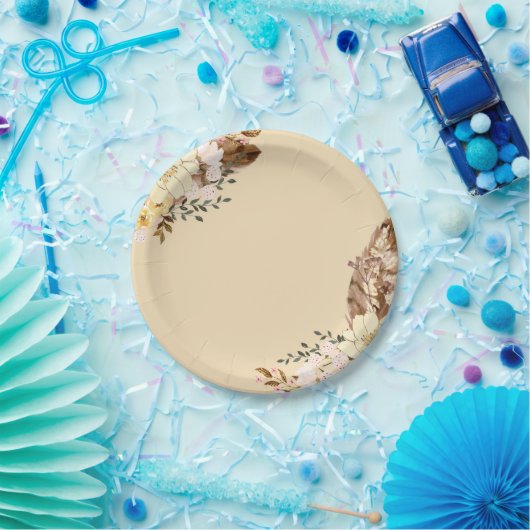 Boho Bloemige Elegante Papieren Bord Elk Gelegenhe (Feest)