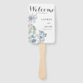 Boho bloemige eucalyptus stoffige blauwe trouwprog handwaaier (Voorkant)