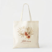 Boho bloemige gepersonaliseerde bruidsmeisje tote bag (Voorkant)