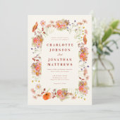 Boho Bloemige Herfst Bruiloft Kaart (Staand voorkant)