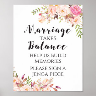 Boho bloemige Huwelijk vereist evenwicht Bord Poster