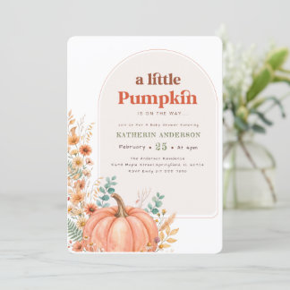 Boho Bloemige Kleine Pompoen Baby Shower Kaart