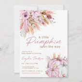 Boho Bloemige Kleine Roze Pompoenen Baby Shower Kaart (Voorkant)