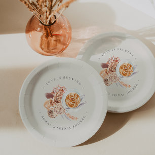 Boho bloemige koffie 'Liefde is in de lucht' Bruid Papieren Bordje