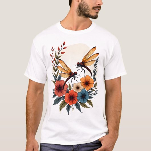 Boho Bloemige Libel T-shirt (Voorkant)