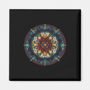 Boho bloemige lotus mystieke cirkel mandala patroo magneet