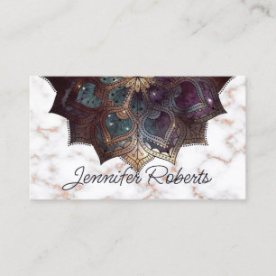 Boho Bloemige Mandala Roze Gouden Marmer Yoga Eleg Visitekaartje