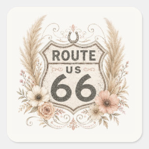 Boho Bloemige Mother Road Decal Vierkante Sticker