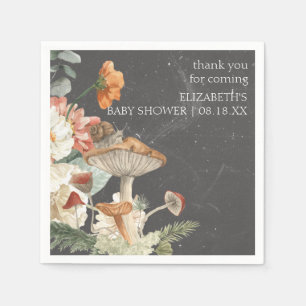 Boho Bloemige Paddenstoel Botanisch Baby Shower Servet