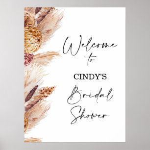 Boho bloemige Pampas bruidsuitnodiging welkomstbor Poster