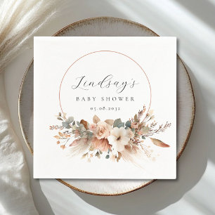 Boho bloemige Pampas gras Roze Baby Shower Servet