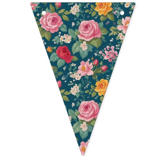 Boho bloemige patchwork multi bloem motief vlaggetjes (Tiende vlag)