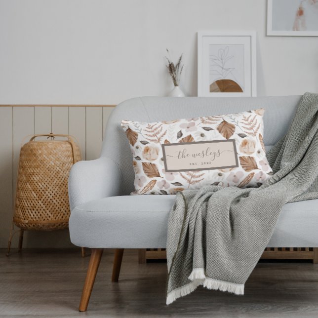 Boho bloemige persoonlijke kussensloop kussen (Creator heeft geüpload)