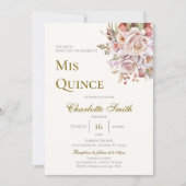 Boho Bloemige Quinceanera Kaart (Voorkant)