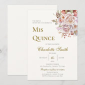 Boho Bloemige Quinceanera Kaart (Voorkant / Achterkant)