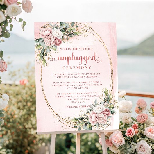 Boho bloemige roze groen Unplugged Poster